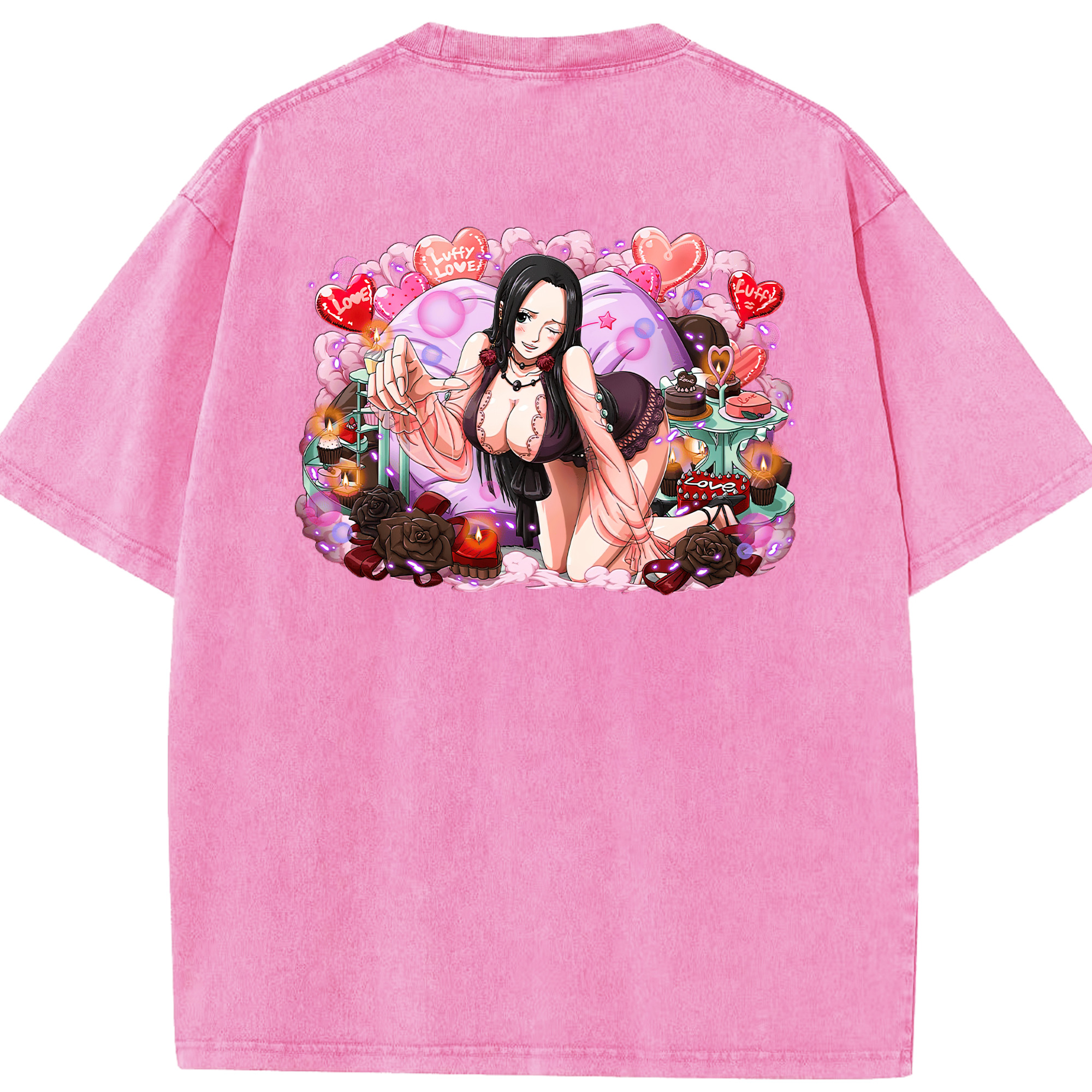 ワンピース ボア・ハンコック ONE PIECE Boa·Hancock 綿100% ヴィンテージ風 半袖Tシャツ（背面プリント）